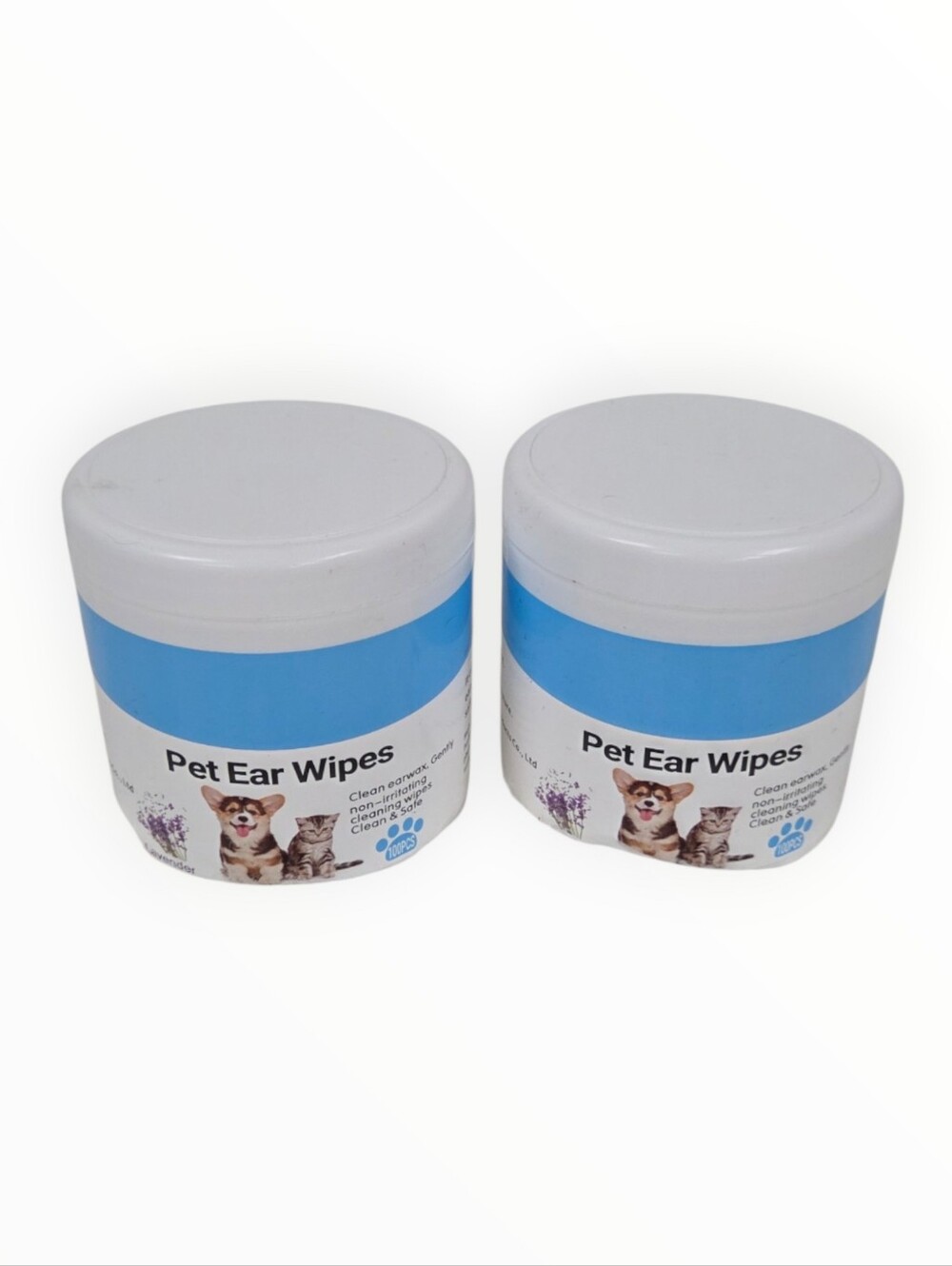 Pet Ear Wipes - Blue & White Canisters (2 Pack)